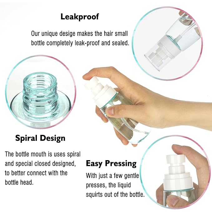 3 Pack 2.7oz/80ml Small Spray Bottle, Plastic Spray Bottles, Fine Mist Travel Spray Bottle for Hair and Face, with 9pcs Labels