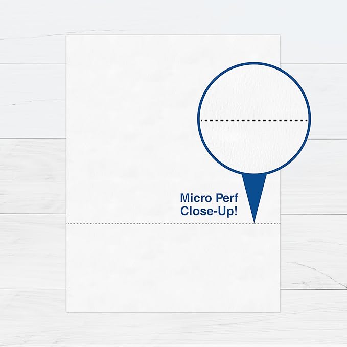 PrintWorks Professional 3 1/2" Horizontal Perforated Paper 8.5” x 11” - Perfect For W-2, 1099, & Statement Use - Made in the USA - 2500 Sheets - 24 lb - Printer Compatible - White (04130C)