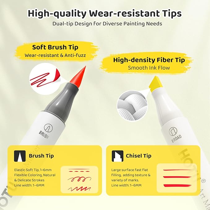 Alcohol Markers Brush Tip-120 Colors Dual Tip Art Markers for Adult Coloring, with Pro Ink, Seamless Blend, Non-Bleeding Pad & Color Card, Pens for Amateurs/Artists (Brush & Chisel Tip)