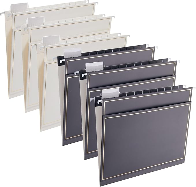 6 Pack Morandi Color Hanging File Folders with Pocket Letter Size Decorative File Folder Cute Pretty Hanging Folder for Office Home School with 1/5-Cut Adjustable Tabs, Outer Storage Pockets…