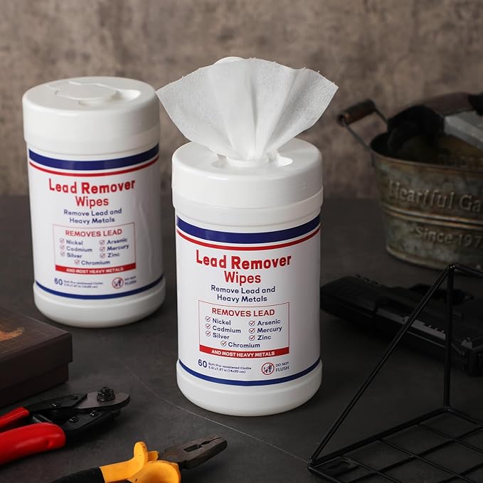 Nuanchu 2 Pack Lead Remover Wipes for Shooting 60 Count Per Canister Hand & Surface Cleaning Wipes Effectively Removes Lead, Dust, Oil & Grime Disposable Wipe for Mechanics Construction Diy (Classic)