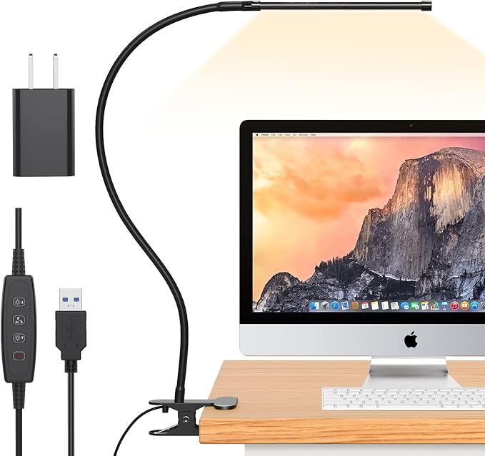 iZELL LED Desk Lamp for Home Office with Clamp [77 LEDs Light 3 Color Modes & 10 Brightness Levels] Flexible Gooseneck Book Lights, Easy Clip on Reading Headboard