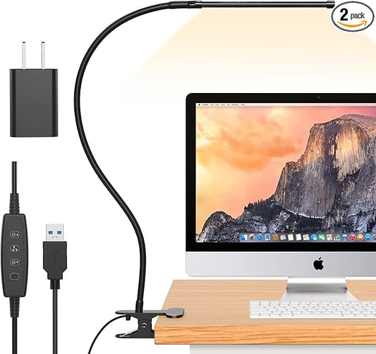 iZELL Desk Light [2-Pack] LED Desk Lamp with Clamp [77 LEDs with 3 Color Modes & 10 Brightness Levels] Flexible Gooseneck Book Light, Easy Clip-on Reading Light
