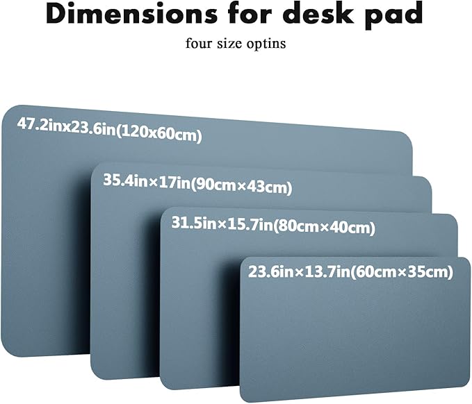 YSAGi Double-Sided Desk Pad, 35.4"x17"Leather Desk Mat, Eco Cork Desk Pad Protector,Large Mouse Pad,Waterproof Desk Blotter for Office/Home(Blue Grey)