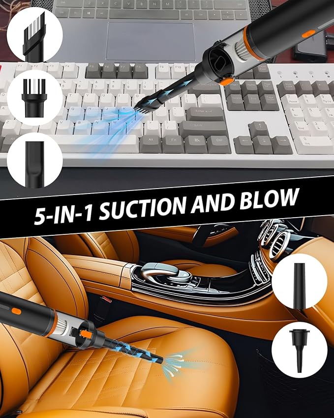 Nimbelephant Handheld Car Vacuum Cleaner Cordless, 19000Pa Strong Suction Portable Mini Vacuum, Blow & Suction 2 in 1 Small Vacuum Cleaner for Car, Desk, Keyboards, Pet