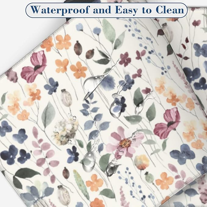 Large Gaming Mouse Pad for Desk Watercolor Flowers Big Desk Mat Extended Mousepad with Stitched Edge and Non-Slip Base Long Computer Keyboard Mouse Mat for Home Office Work, 11.8 x 31.5 Inch