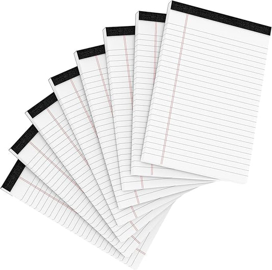 8 Pack Office Legal Pads 5x8" Lined Writing Note Pads 5x8 for Home Office Supplies Small To Do List Notepad Legal Pad Narrow Ruled Notebook 80GSM Paper for School White 30 Sheets per Notepads for Work