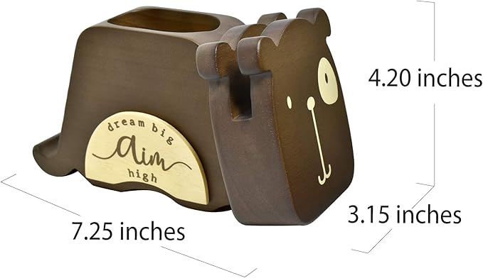 I'm Wood Multipurpose Eyeglass Phone Pen & Pencil Holder Stand Stationery Desk Organizer Accessories, For Home Office Desktop Decor Birthday Graduation Gifts “Dream Big Aim High” (Dog)