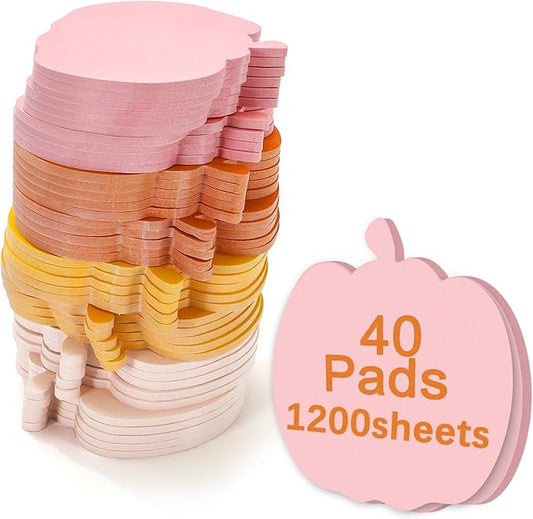 1200Pcs Fall Pumpkin Sticky Notes 3 x 3.4 Inch Pink Orange Self Adhesive Notepads Cute Memo Pads for Autumn Thanksgiving Halloween School Home Office Supplies