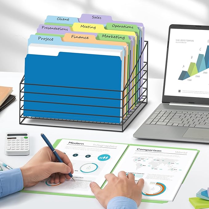 36 Pack Two-Tone Color File Folders, Bulk1/3-Cut Tabs Letter Size Files Folders with 6 Assorted Colors, Ideal School Office Supplies