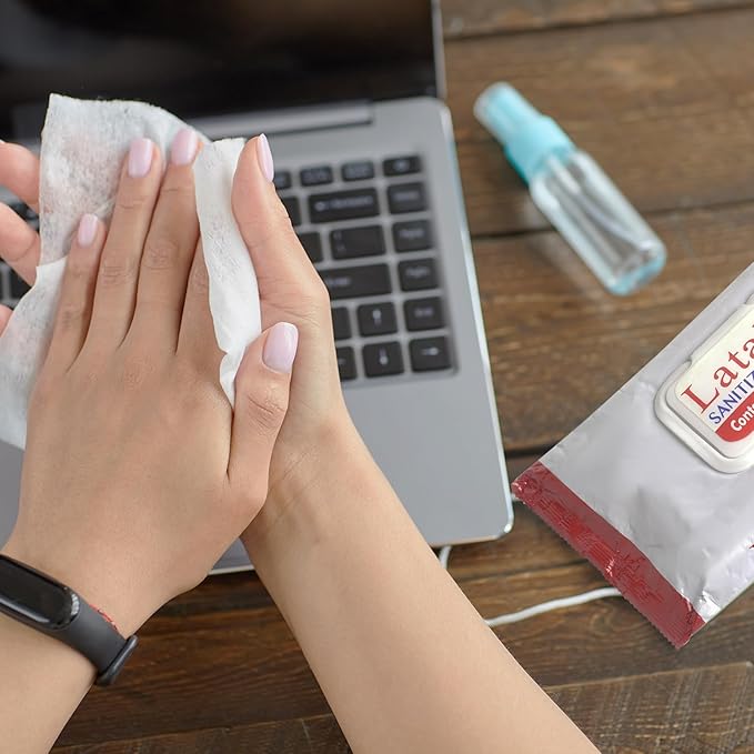 Latalia Hand Wipes Pack of 4 | 80% Alcohol Hand Sanitizer Wipes for Hands & Face Moisturizing, Gentle, Convenient and Fragrance Free (40 Counts)