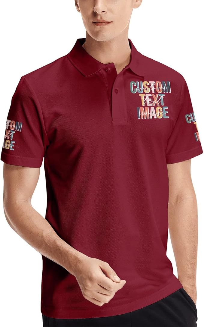 Personalised Polo Shirt Custom Work Shirts for Men Women Printed Text or Logo Working Top, Casual Wear, and Sports Teams