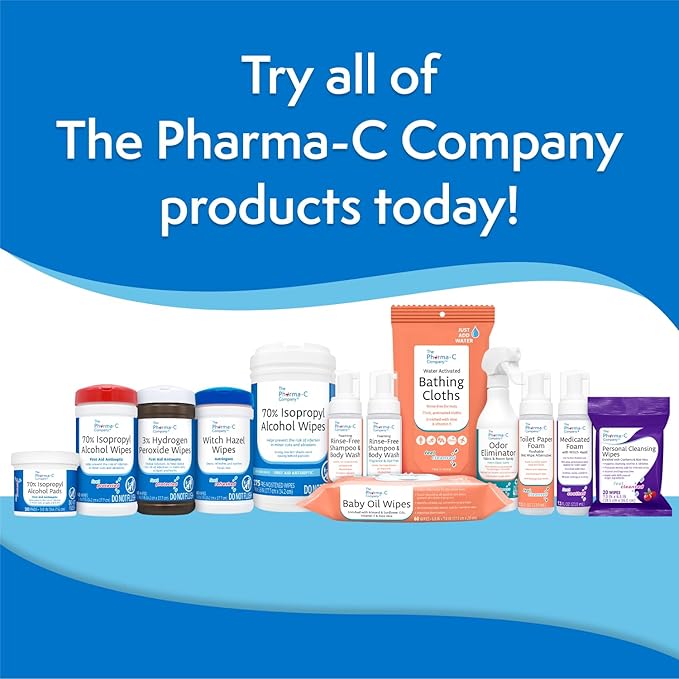 The Pharma-C Company - 70% Isopropyl Alcohol Pads [12-100ct jars]. First Aid - Bulk Antiseptic Wipes - Extra Large Pads - for minor cuts, scrapes and burns.
