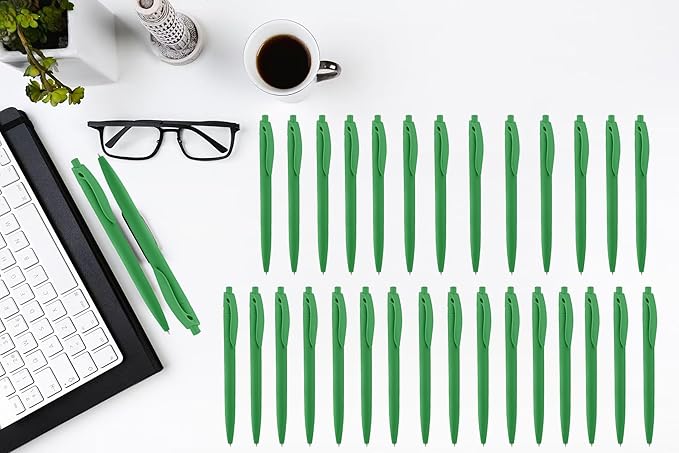 Aozora Pens Bulk 30 Pack Click Pens No Bleed Wholesale Retractable Ballpoint Pens Medium Point,Smooth Ink Pens for Journaling School Office Supplies 1.0MM (Green Ink)