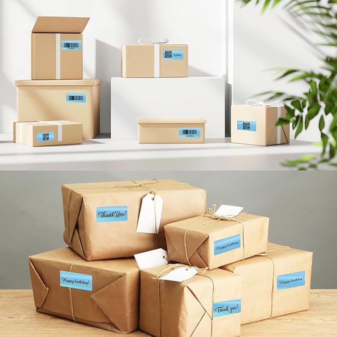 Direct Thermal Label 2x1 Inch- Barcode Labels- Holographic Thermal Sticker Labels for Address, Shipping, Compatible with Rollo Label Printer & MUNBYN& Zebra (300 Labels/Blue)