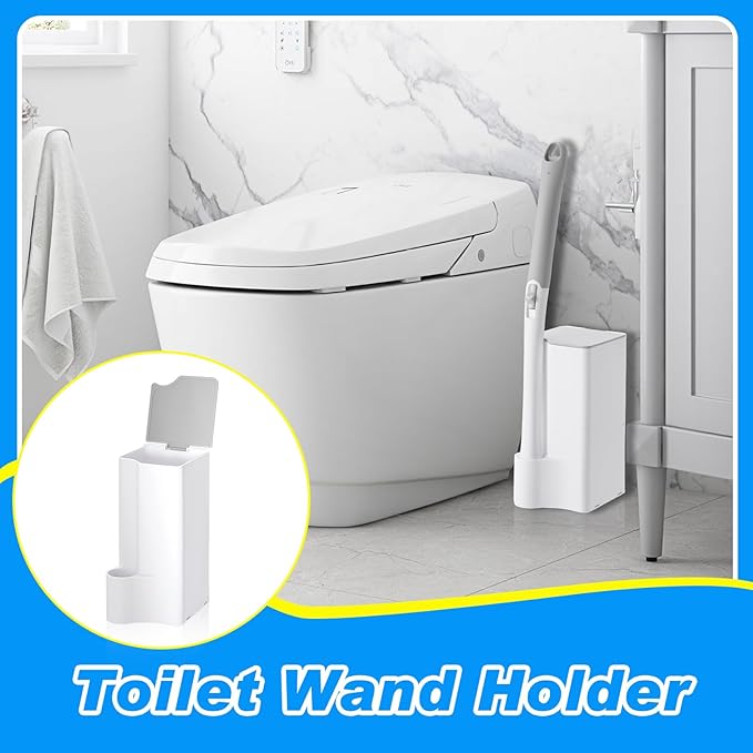 Weysat 4 Pack Wand Holder White Bathroom Storage Organizer for Cleaning Brush Accessories, Space Saving Brush Caddy for Home Bathroom