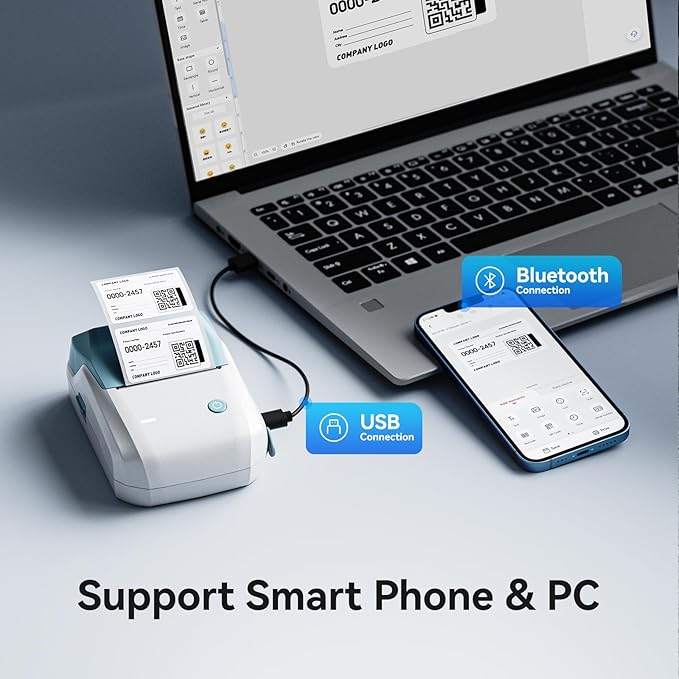 NIIMBOT B1 Label Maker with Tapes,2 Inch Portable Thermal Label Printer for Home Office School Small Business, Address, Clothing, Crafts, Retail,Support Smartphones & PC,Sky Blue