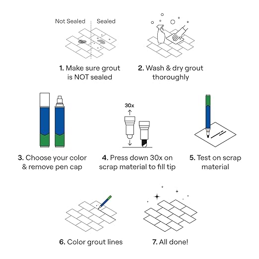 Grout Pen Tile Paint Marker: Waterproof Grout Paint, Tile Grout Colorant and Sealer Pen - Winter Grey, Wide 15mm Tip (20mL)