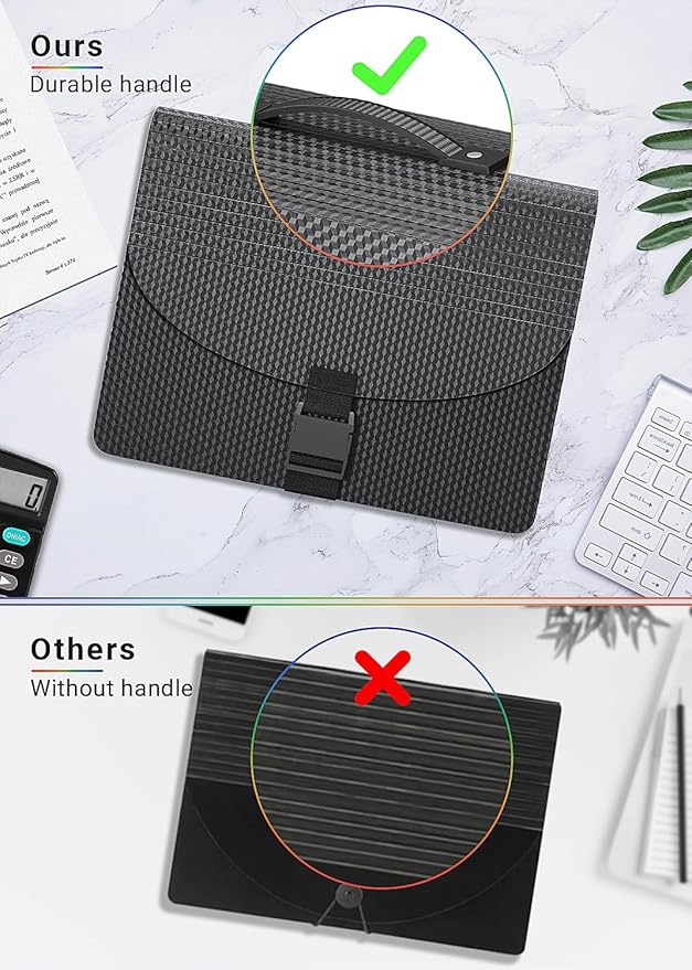 Accordion File Organizer,Expanding File Folders with Handle,13 Pockets Expandable File Box Portable Filing Folder,Adjustable Support Strap,Colored Tabs.Papers Bills Documents Organizer,A4/Letter Size