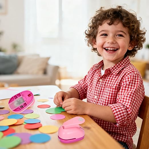 Craft Punches 8 Pack with 4 Sticker Paper, 0.6inch Hole Punch Shapes Medium Paper Punch Shapes, Craft Hole Punch for DIY Scrapbooking Nail Art Craft Punchers Supplies