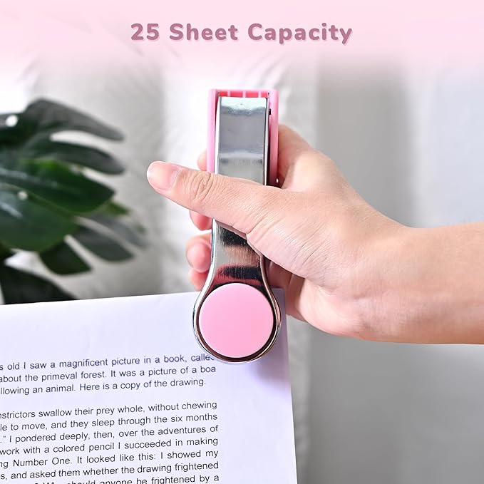 Temiary Metal Desktop Stapler with 2000 Staples Standard, 25 Sheet Capacity, Jam Free, Reduced Effort, for Desk Classroom Office Supplies (Pink)