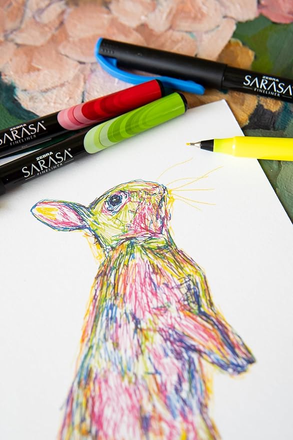 Zebra Pen Sarasa Fineliner Marker Pen, Needle Point, 0.8mm, Assorted Ink Colors, 8-Pack