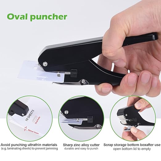 Heavy-Duty Slot Punch, Handheld Badge Hole Puncher, All Metal ID Card Puncher, Slotting Punch Tool for Paper (Max 10 Sheets), PVC ID Card, Luggage Tag, Name Tag and Badge Holder
