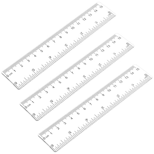 3 Pack 6 Inch Ruler Clear 6 in Small Ruler Plastic Straight Rulers with Centimeters and Inches, Shatterproof Measuring Tools for School, Office and Home