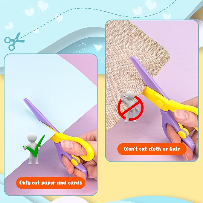 LovesTown Kids Safety Scissors for School, 4PCS Adaptive Blunt Tip Training Scissor for Kids Children, Anti-Pinch Design, Child Hand-Eye Coordination Development, Playdough Tool Paper Cutting Activity