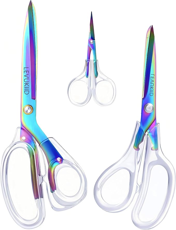 All-Purpose Fabric Scissors - 9 Inch All Purpose Scissors for Adults, Clear Handle, Ideal for Fabric Crafts, Tailor's Shears, Crafting & Office & kitchen/Color