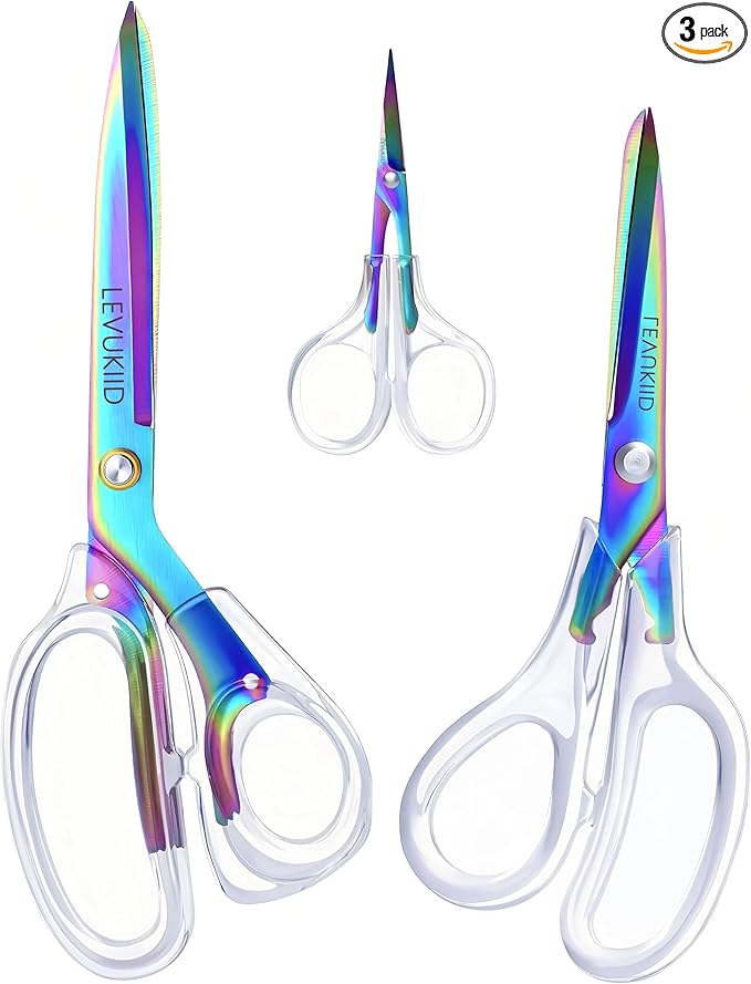 All-Purpose Fabric Scissors - 9 Inch All Purpose Scissors for Adults, Clear Handle, Ideal for Fabric Crafts, Tailor's Shears, Crafting & Office & kitchen/Color