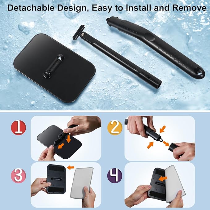 Car Windshield Cleaning Tool,Car Window Cleaning Wash Kit with 4 Reusable Microfiber Pads and 1 Spray Bottle,Extendable Long Handle Glass Wiper Cleaning Kit for Auto Glass, Trucks, SUVs, RVs, Home