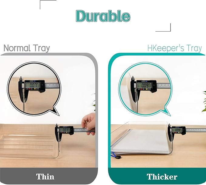 (4pcs Pack) HKeeper Stackable Paper Trays,Letter Tray Organizer,Office Desktop Organizer,A4 Paper Holder,Supplies Magazine,File Documents,Receipts(Clear,Regular)