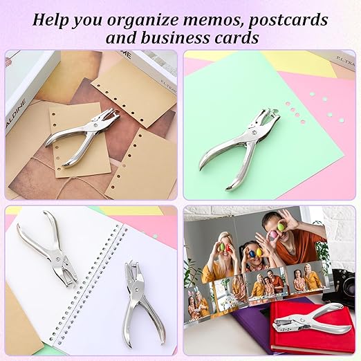 1/4” Hole Punch and 1/8” Small Single Hole Punch, 8 Sheet Capacity Small Hole Punch Handheld Circle Paper Hole Puncher Tiny Hole Punch Small Hole Puncher for Tags Crafts Tickets Home Office