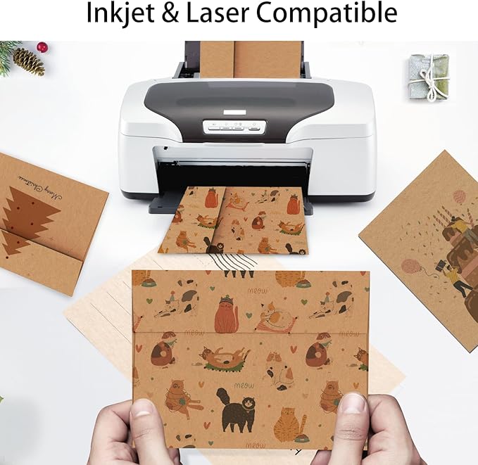 A2 Brown Kraft Envelopes 100 Pack, Goefun 4.375 x 5.75 Printable Greeting Card Envelopes Self Seal for Card Making, Photos, Invitations, Weddings, Graduation, Baby Shower, 120 GSM