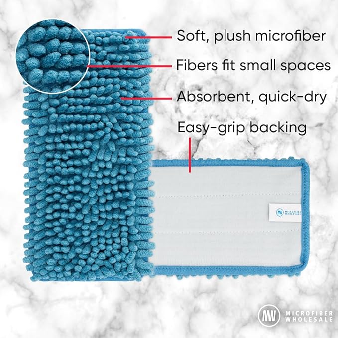 10" Dry & Wet Mucho Mop Pads - Compatible with Swiffer Wet Jet - Replacement Flat Mop Heads - Reusable & Washable Microfiber Mop Pads, 2 Pack