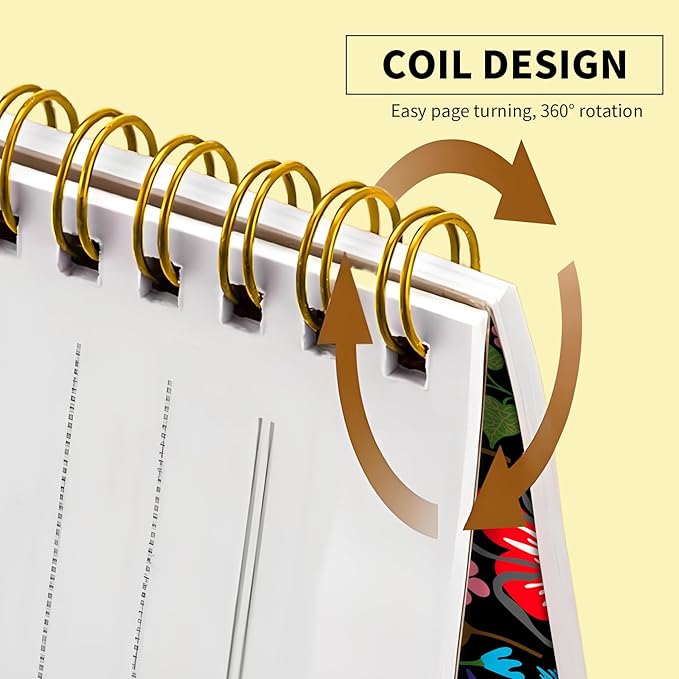 Spiral Journal Notebook, Hardcover Lined Journal for Women, Medium 6 x 8.4 in, 120 Pages Thick Paper, College Ruled Notebook for Writing, Work, Office, and School,Colorful Flowers