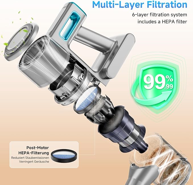 Vaconly Cordless Vacuum Cleaner, 8 in 1 40Kpa 55Mins,Lightweight Vacuum Cleaners for Home, Stick Vacuum with Anti-Tangle Brush,Wall Mount, Rechargeable Cordless Vacuum for Floor/Sofa/Pet Hair, Blue