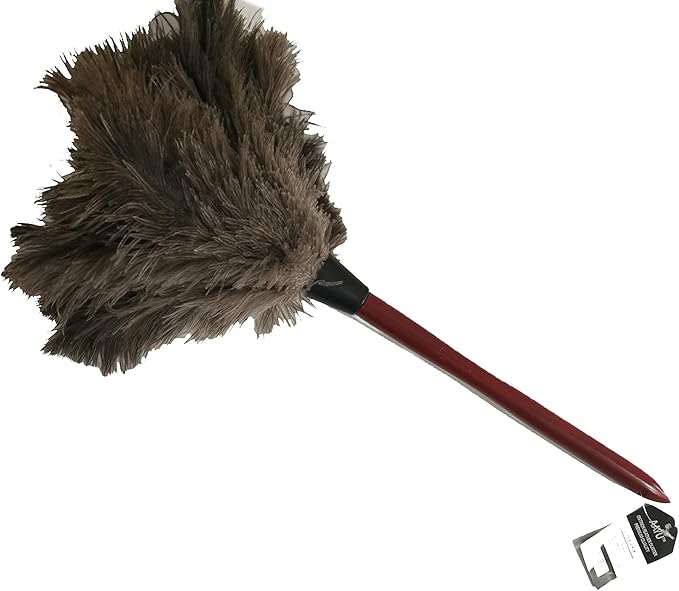 AAYU Brand Premium Feather Duster 15" to 16" | Natural Duster for Cleaning and Feather Moping | Genuine Ostrich Feather Duster with Wooden Handle | Environment Friendly | Easy to Clean Dust (40 cm)