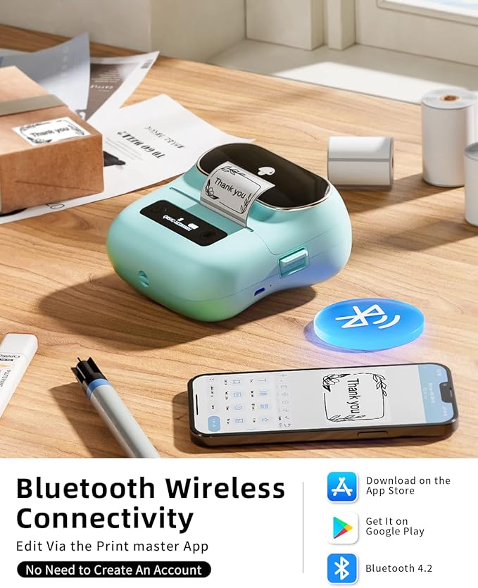 Phomemo Label Maker, M220 Thermal Label Printer, Portable Bluetooth Wireless Inkless 3 Inch Barcode Printer, Great for Home, School & Office, Compatible with Phone, PC, with 3 Label
