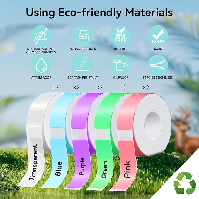 EEBBL D30 P21 Label Maker Tape Refill 12mm×40mm(0.47"x1.57") Sticker, Laminated Thermal Label Tape Replacement, 1650 Labels/10Rolls, High Definition Labeling Tape for Home Office School Hotel