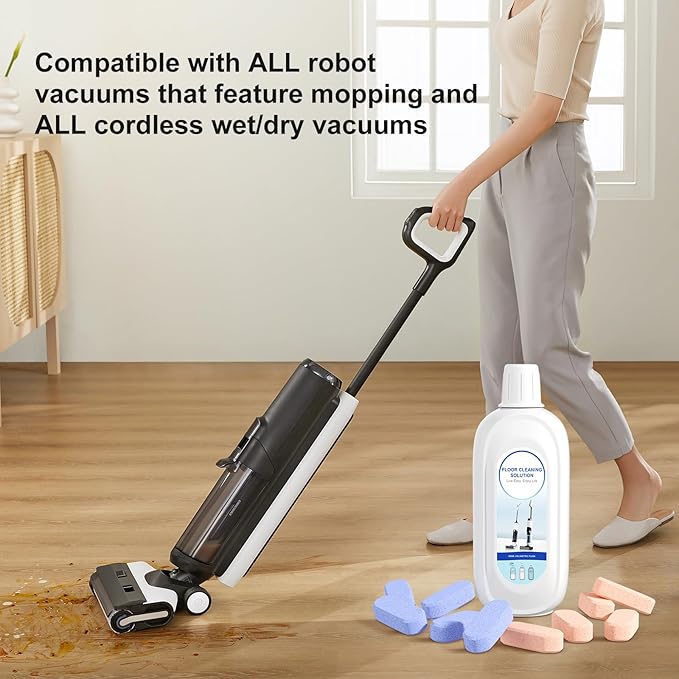 Nukisa 5 Bottles Compatible with Tineco Cleaning Solution Pet 500ml Per Bottle Orange Scents Floor Cleaner Compatible with All Robot Vacuums with Mopping and Cordless Wet/Dry Vacuum (Orange Scents)