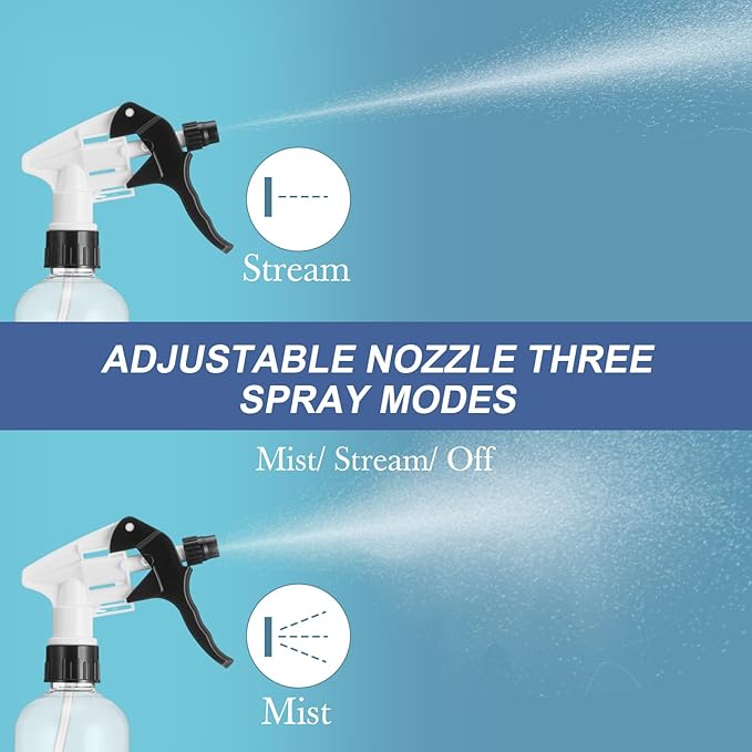 Eccliy 20 Pack 16 Oz Empty Spray Bottles for Cleaning, Leak Proof Spray Bottles with Measurements and Adjustable Nozzle for Cleaning Commercial Supplies(Round,Black White)