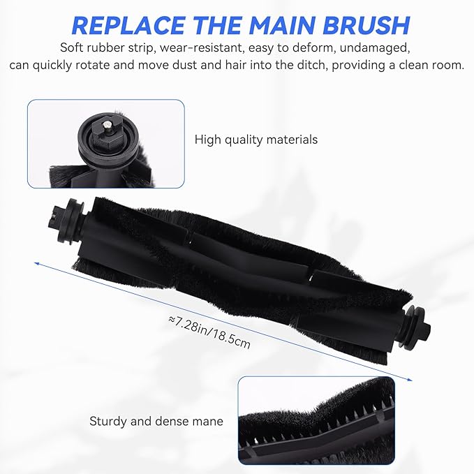 Replacement Parts for Eufy X8 Pro: Compatible with Eufy X8 Pro Series Robot Vacuum Cleaner - 1 Main Brushes,1 Brush, 4 Hybrid Accessory Filters, 6 Side Brushes,4 Mop Pads, 6 Vacuum Bags（22 Pcs）
