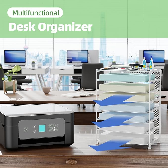 Simple Trending 2 Pack 8 Tier Letter Tray Paper - Mesh Desk File Organizer for Office School Desktop, White