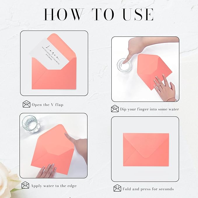 Pink Pearl Envelopes 5x7-100 PCS Goefun Metallic A7 Euro Flap Envelopes for Wedding Invitation, Save the Dates, Thinking of You, 5.25 x 7.25 inches