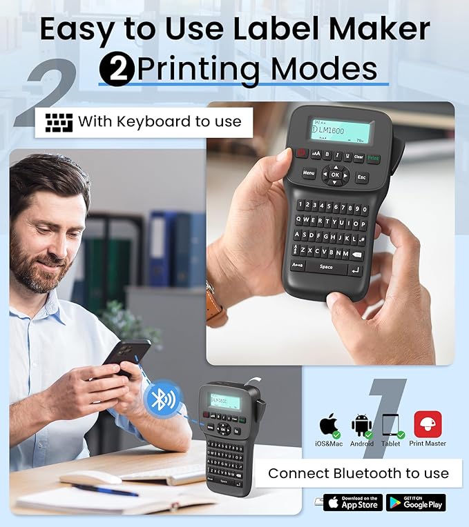 Vixic Label Maker Machine with-Tape, Rechargeable Label Makers Portable with Keyboard, LM1600 Heat Shrink Label Maker Waterproof-Labels, Cable Wire LabelMaker Labeler for Industrial Office Network