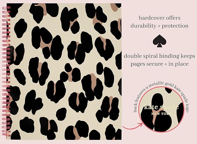 Kate Spade New York Large College Ruled Notebook, 11" x 9.5" Spiral Notebook with 160 Pages