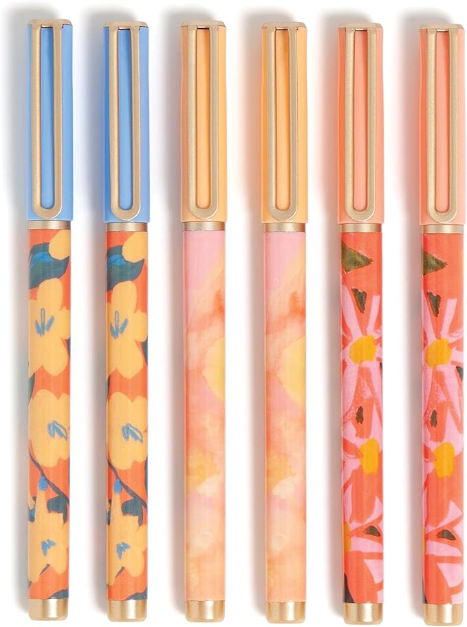 U Brands Catalina Felt Tip Pens, Pen Set of 6 Black Ink Pens, Artist Touch, Medium (0.7 mm) Point