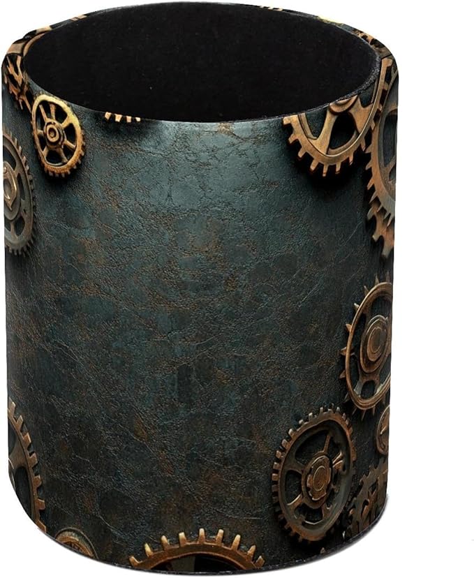 Steampunk Gears background (3) Pen Holder Stand Cup Pencil Holder Organizer Makeup Brush Holders for Home Office Desk